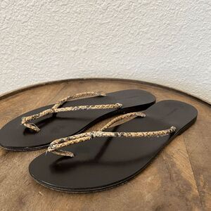 Martin + Osa Reptile Snakeskin Leather Sandals Flip Flops Women's Size 8M